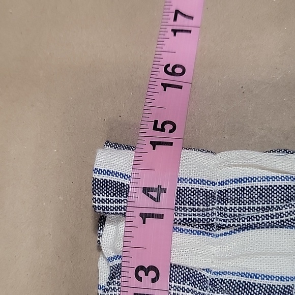 SO Size M Blue & Cream Striped Tapered High Rise Cuffed Hem Pants, NEW with Tag - Picture 8 of 16